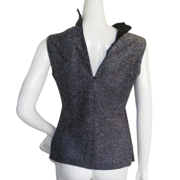 Vintage Top/Shirt-Jacket Set, S, 2pc, Silvery Sparkle, Rhinestone Buttons - Picture 8 of 12